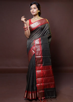 Black Cotton Saree With Blouse Piece