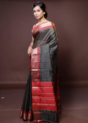 Black Cotton Saree With Blouse Piece