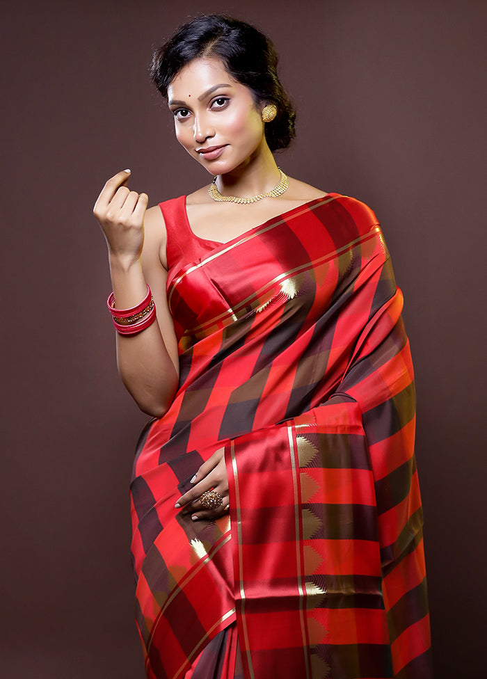 Multicolor Kanjivaram Silk Saree With Blouse Piece