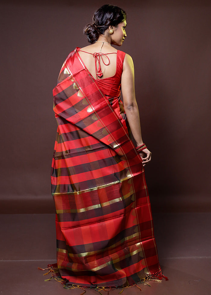 Multicolor Kanjivaram Silk Saree With Blouse Piece