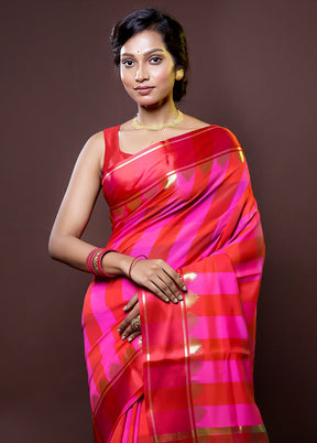 Multicolor Kanjivaram Silk Saree With Blouse Piece