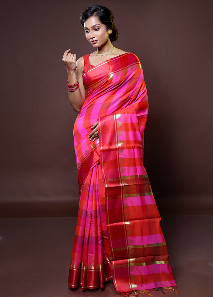 Multicolor Kanjivaram Silk Saree With Blouse Piece