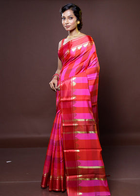 Multicolor Kanjivaram Silk Saree With Blouse Piece