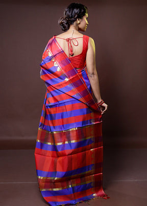 Multicolor Kanjivaram Silk Saree With Blouse Piece