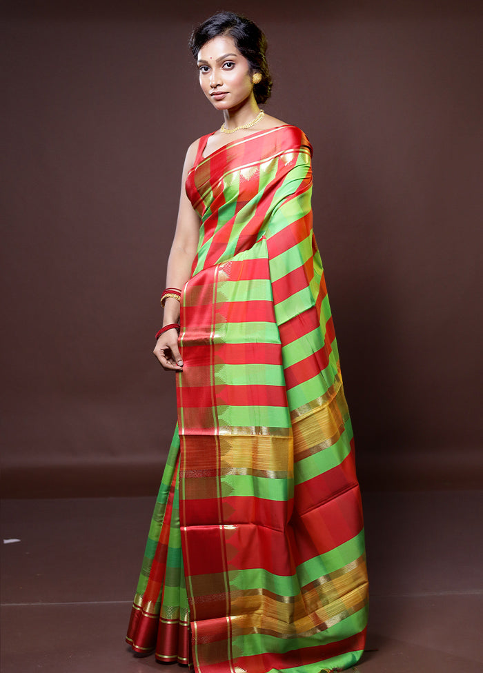 Multicolor Kanjivaram Silk Saree With Blouse Piece