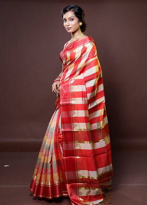 Multicolor Kanjivaram Silk Saree With Blouse Piece