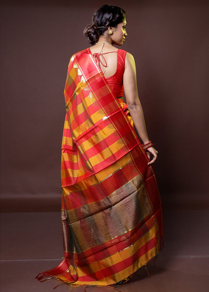 Multicolor Kanjivaram Silk Saree With Blouse Piece