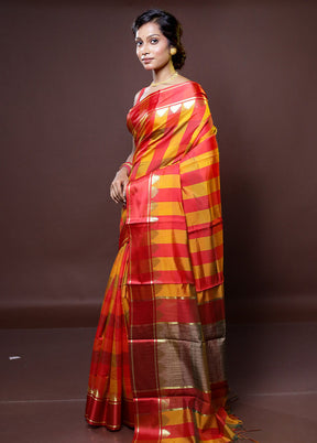 Multicolor Kanjivaram Silk Saree With Blouse Piece