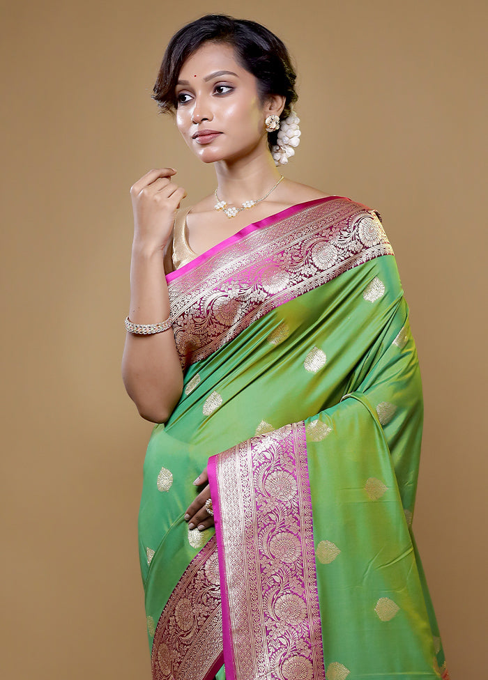 Green Katan Silk Saree With Blouse Piece