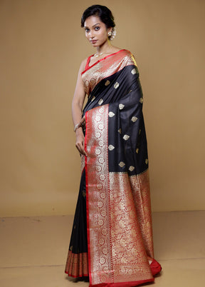 Black Katan Silk Saree With Blouse Piece