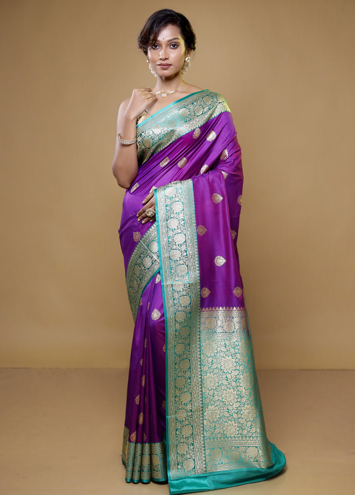 Purple Katan Silk Saree With Blouse Piece