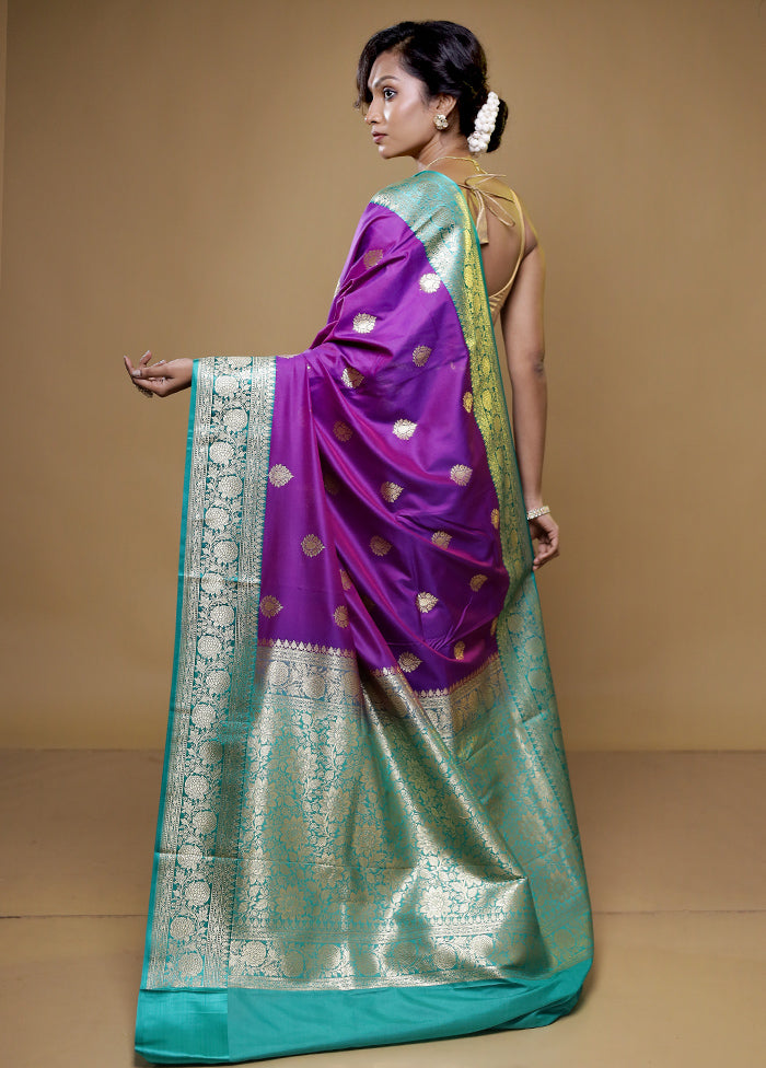 Purple Katan Silk Saree With Blouse Piece