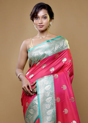 Pink Katan Silk Saree With Blouse Piece