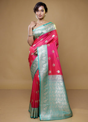 Pink Katan Silk Saree With Blouse Piece