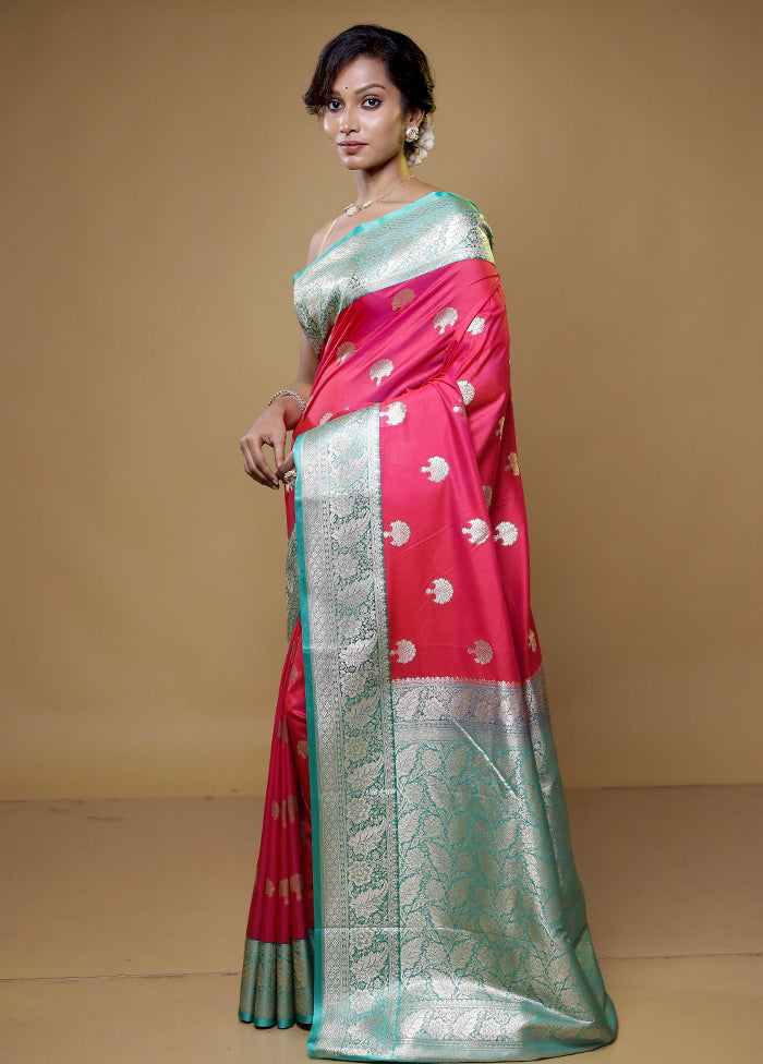 Pink Katan Silk Saree With Blouse Piece