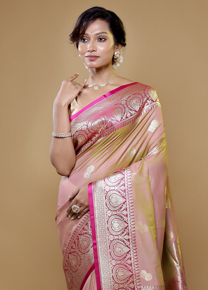 Cream Katan Silk Saree With Blouse Piece