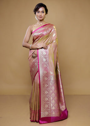 Cream Katan Silk Saree With Blouse Piece