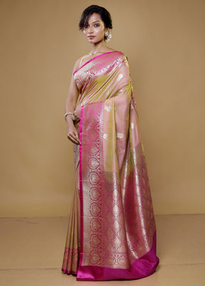 Cream Katan Silk Saree With Blouse Piece