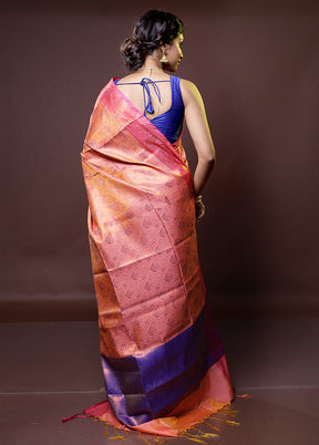 Pink Dupion Silk Saree With Blouse Piece