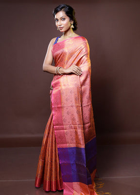 Pink Dupion Silk Saree With Blouse Piece