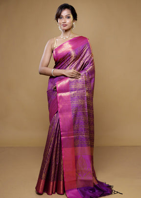 Purple Dupion Silk Saree With Blouse Piece