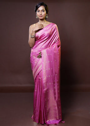 Pink Dupion Silk Saree With Blouse Piece