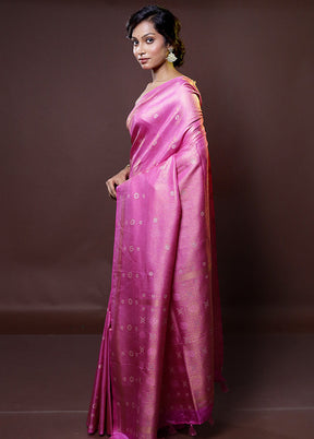 Pink Dupion Silk Saree With Blouse Piece