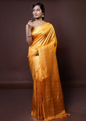 Yellow Dupion Silk Saree With Blouse Piece