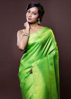 Green Dupion Silk Saree With Blouse Piece