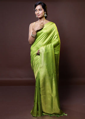 Green Dupion Silk Saree With Blouse Piece