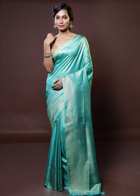 Green Dupion Silk Saree With Blouse Piece