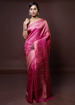 Pink Dupion Silk Saree With Blouse Piece