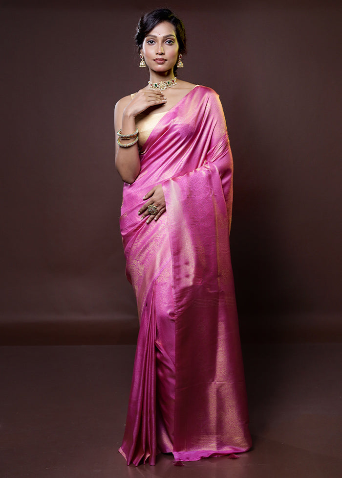 Pink Dupion Silk Saree With Blouse Piece