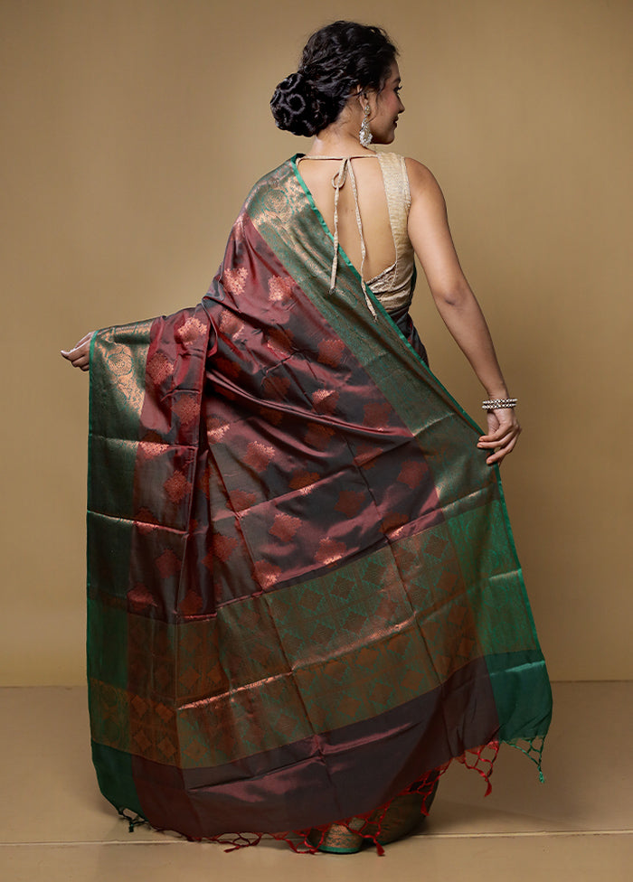 Green Dupion Silk Saree With Blouse Piece