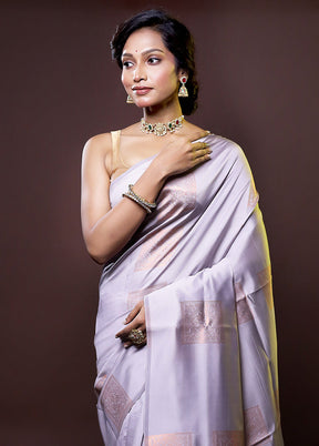 Grey Kanjivaram Silk Saree With Blouse Piece