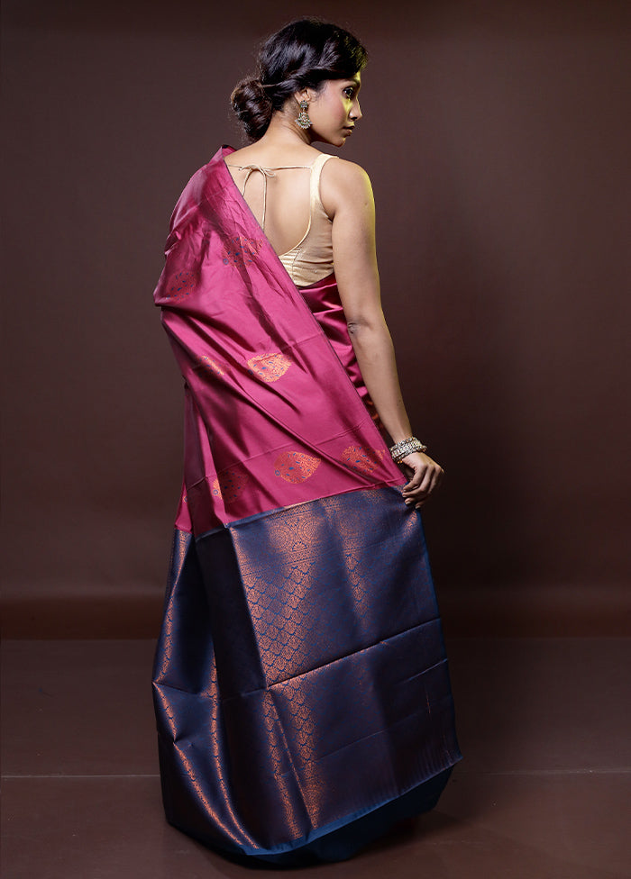 Purple Kanjivaram Silk Saree With Blouse Piece