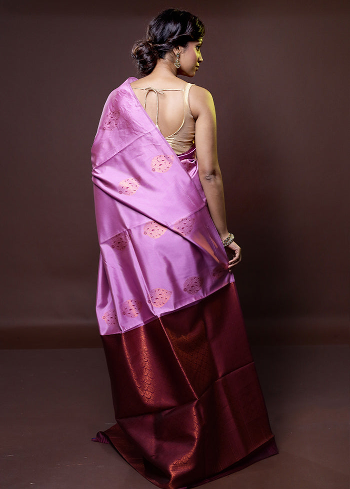 Purple Kanjivaram Silk Saree With Blouse Piece