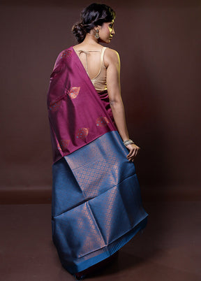 Purple Kanjivaram Silk Saree With Blouse Piece