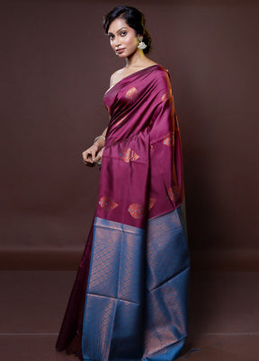 Purple Kanjivaram Silk Saree With Blouse Piece