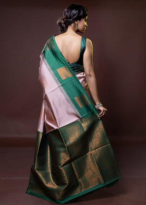 Pink Kanjivaram Silk Saree With Blouse Piece