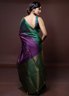 Purple Kanjivaram Silk Saree With Blouse Piece