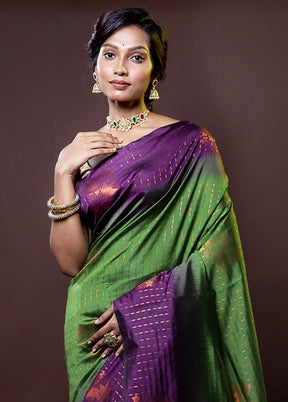 Green Kanjivaram Silk Saree With Blouse Piece