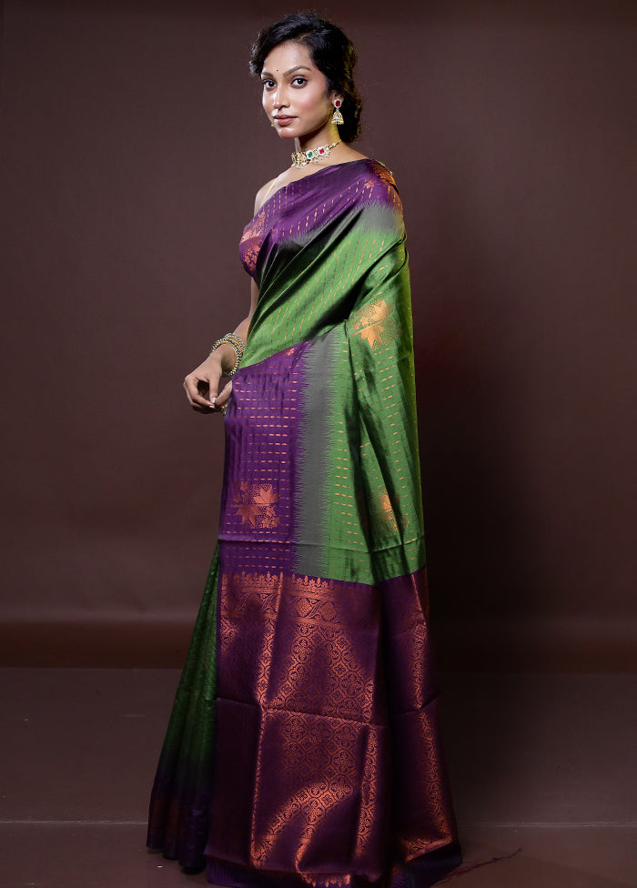 Green Kanjivaram Silk Saree With Blouse Piece