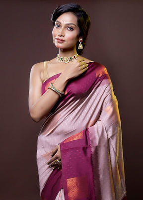 Cream Kanjivaram Silk Saree With Blouse Piece