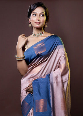 Cream Kanjivaram Silk Saree With Blouse Piece