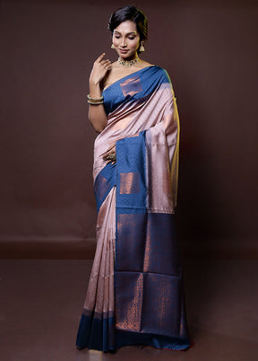 Cream Kanjivaram Silk Saree With Blouse Piece