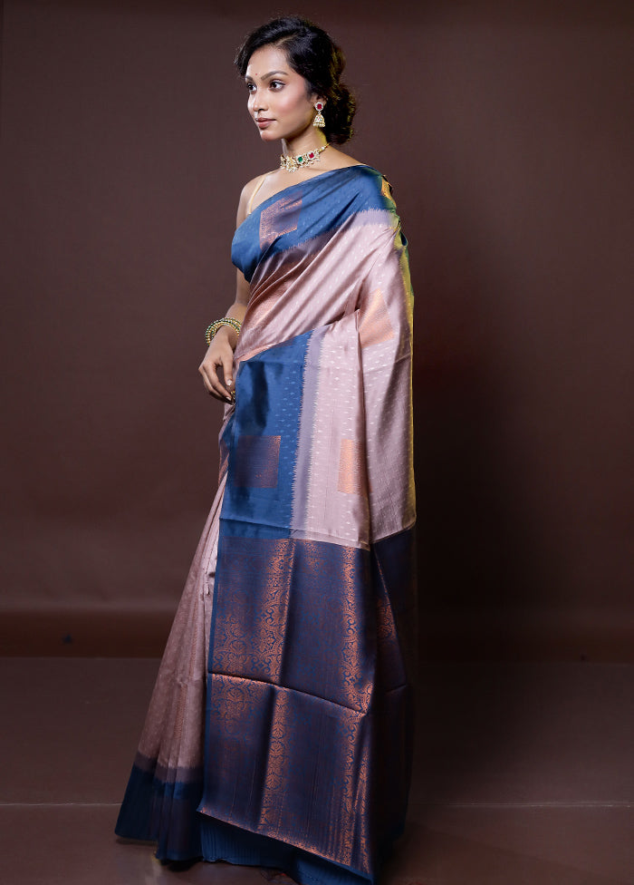 Cream Kanjivaram Silk Saree With Blouse Piece