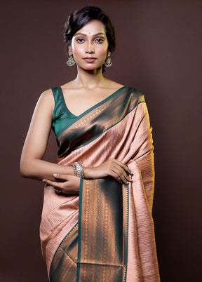 Cream Kanjivaram Silk Saree With Blouse Piece