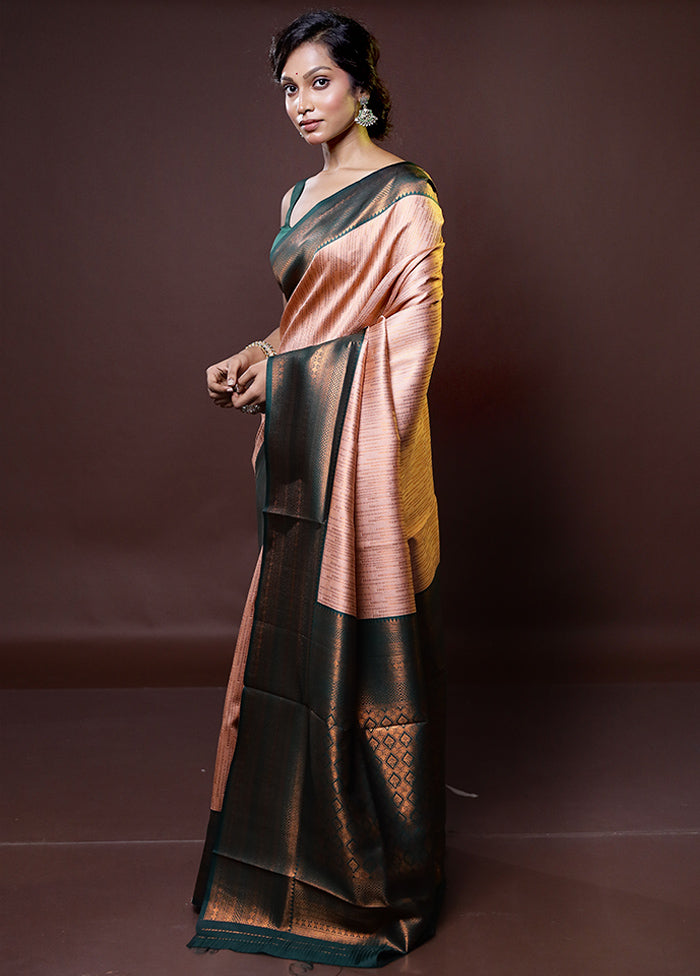 Cream Kanjivaram Silk Saree With Blouse Piece