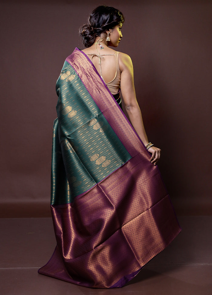 Green Kanjivaram Silk Saree With Blouse Piece